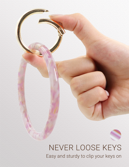 2.9" Acetate Round Key Ring Bracelet (Light Pink)