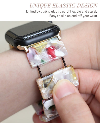 Floral Resin Apple Watch Band (Elastic)