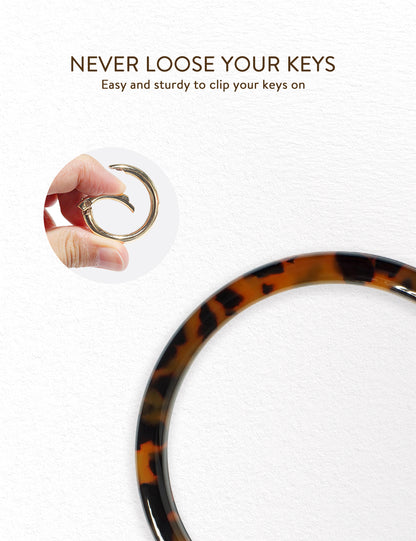 2.95" Acetate Round Key Ring Bracelet(Red Tortoise)