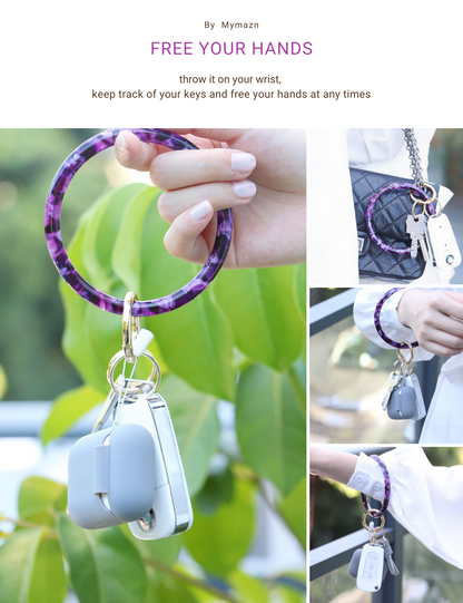 2.9" Acetate Round Key Ring Bracelet (Purple)