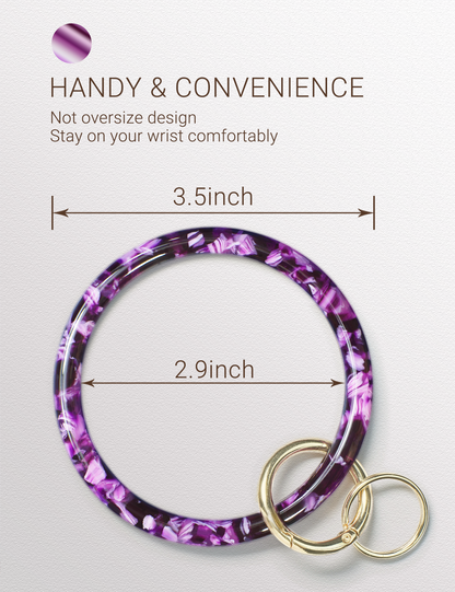 2.9" Acetate Round Key Ring Bracelet (Purple)