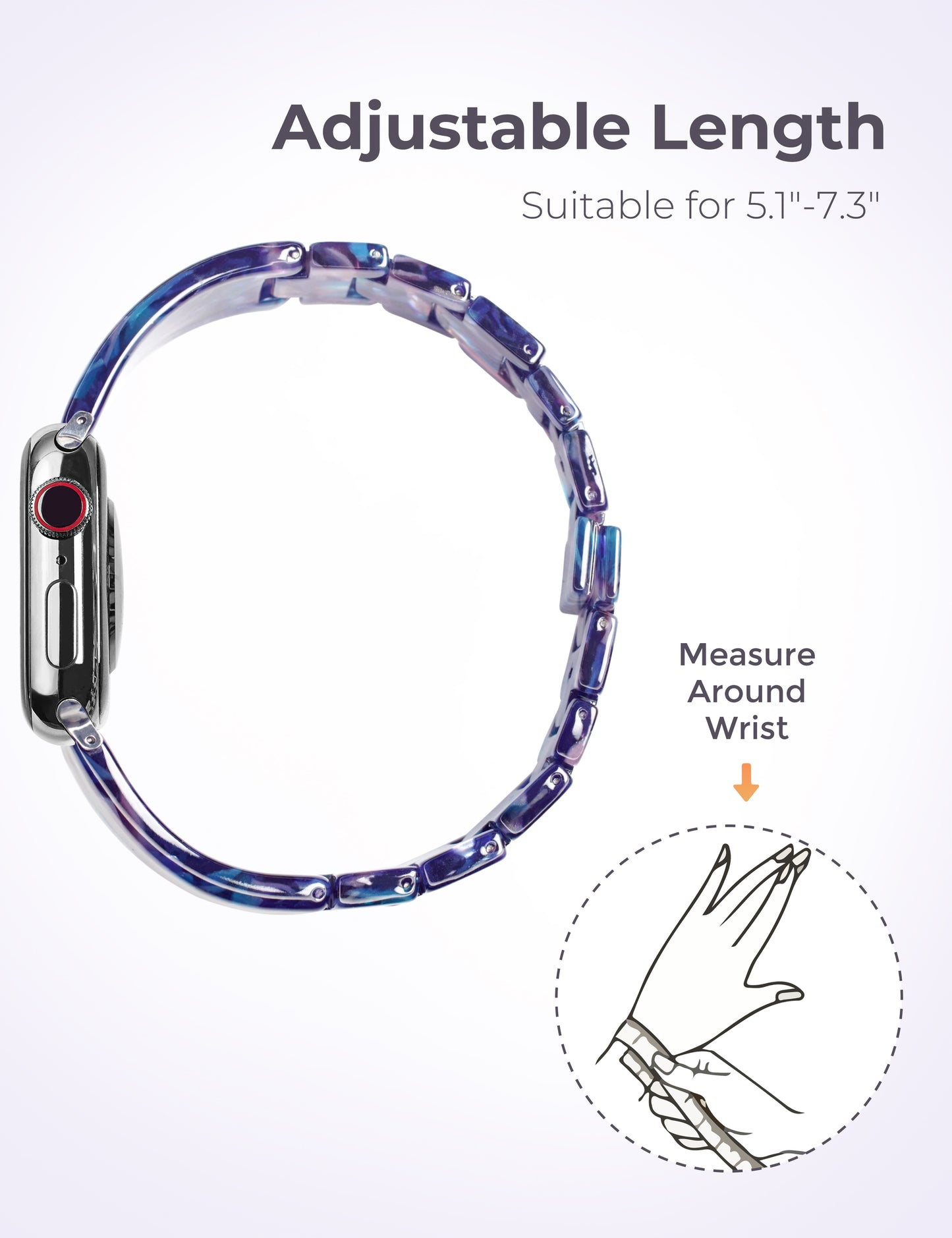 Blue & Purple Resin Apple Watch Band (Magnetic)