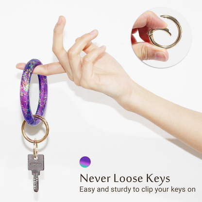 2.9'' Circle Key Ring Bracelet Holographic Purple