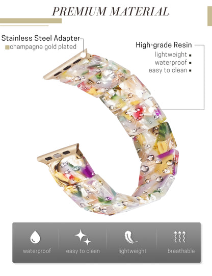 Floral Resin Apple Watch Band (Elastic)