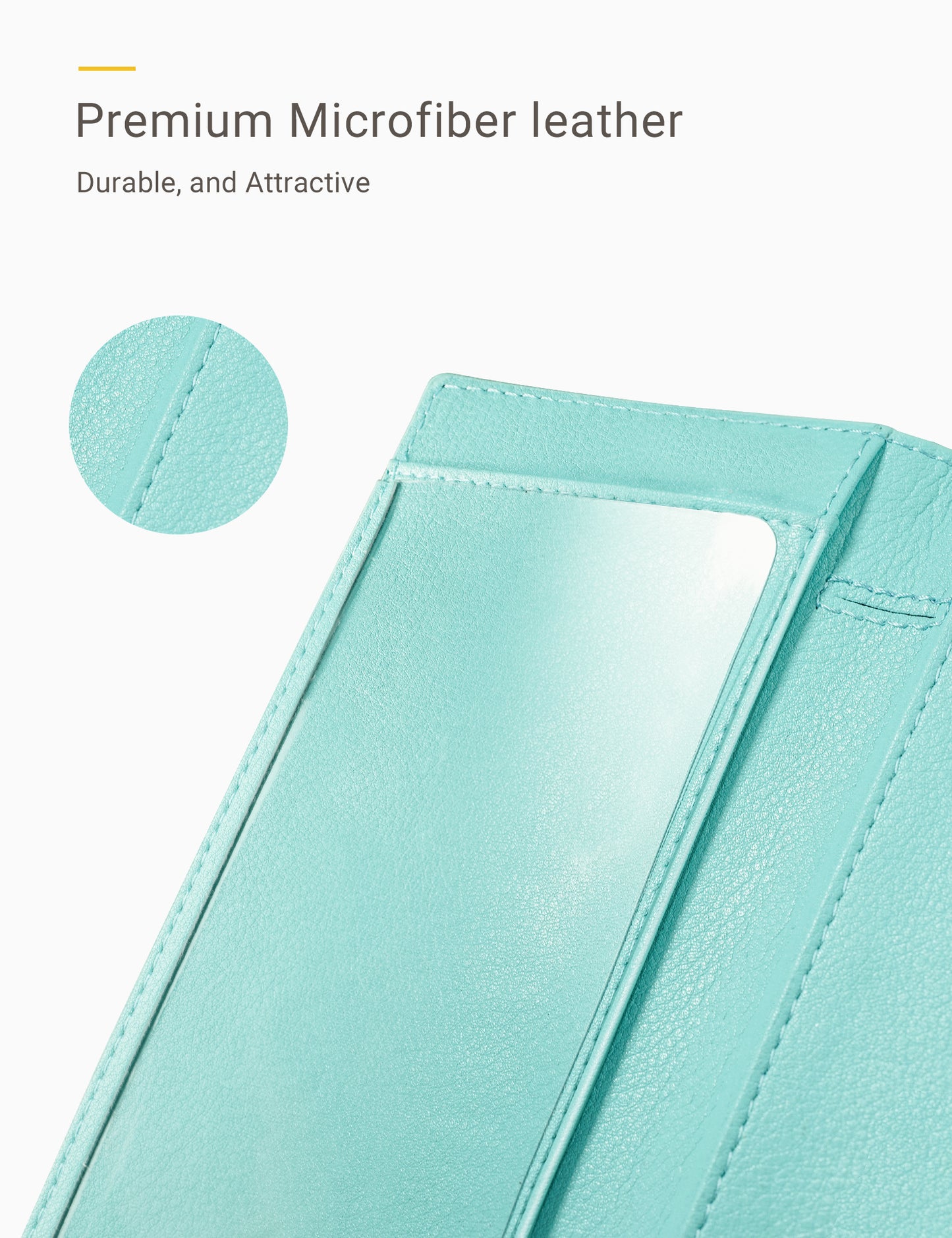 7"x3.5" Pale Turquoise Vegan Leather Checkbook Cover