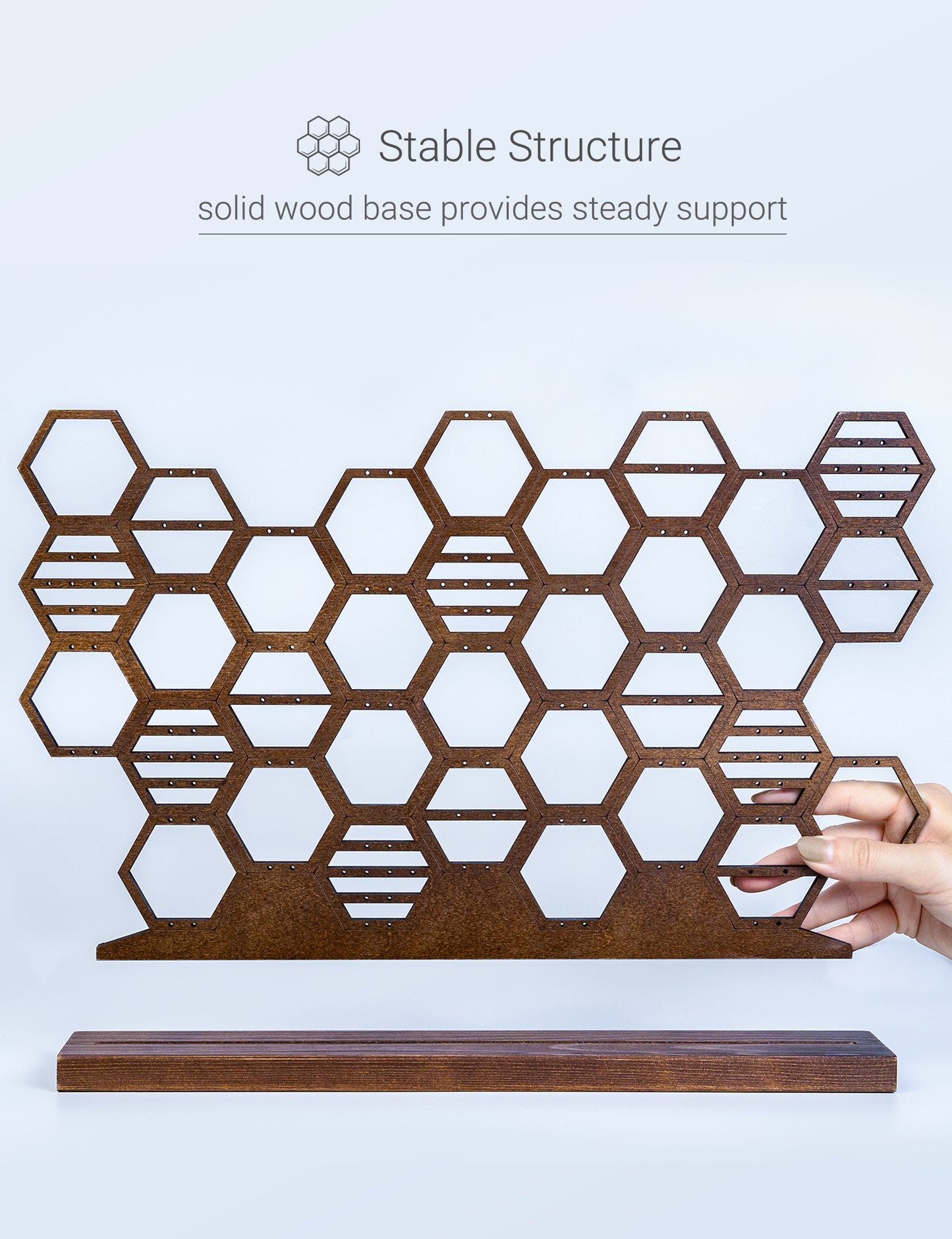 Walnut Wood Honeycomb Earring Organizer Stand