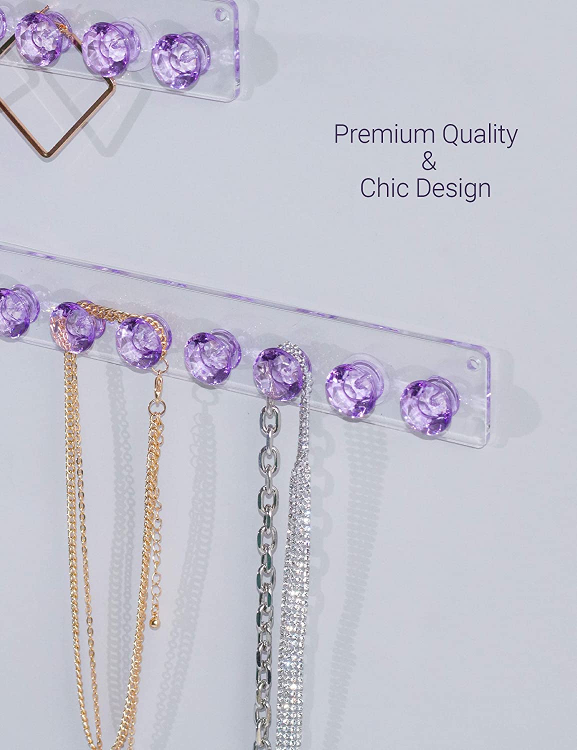 Necklace Holder Hanger Diamond Hooks (Purple)