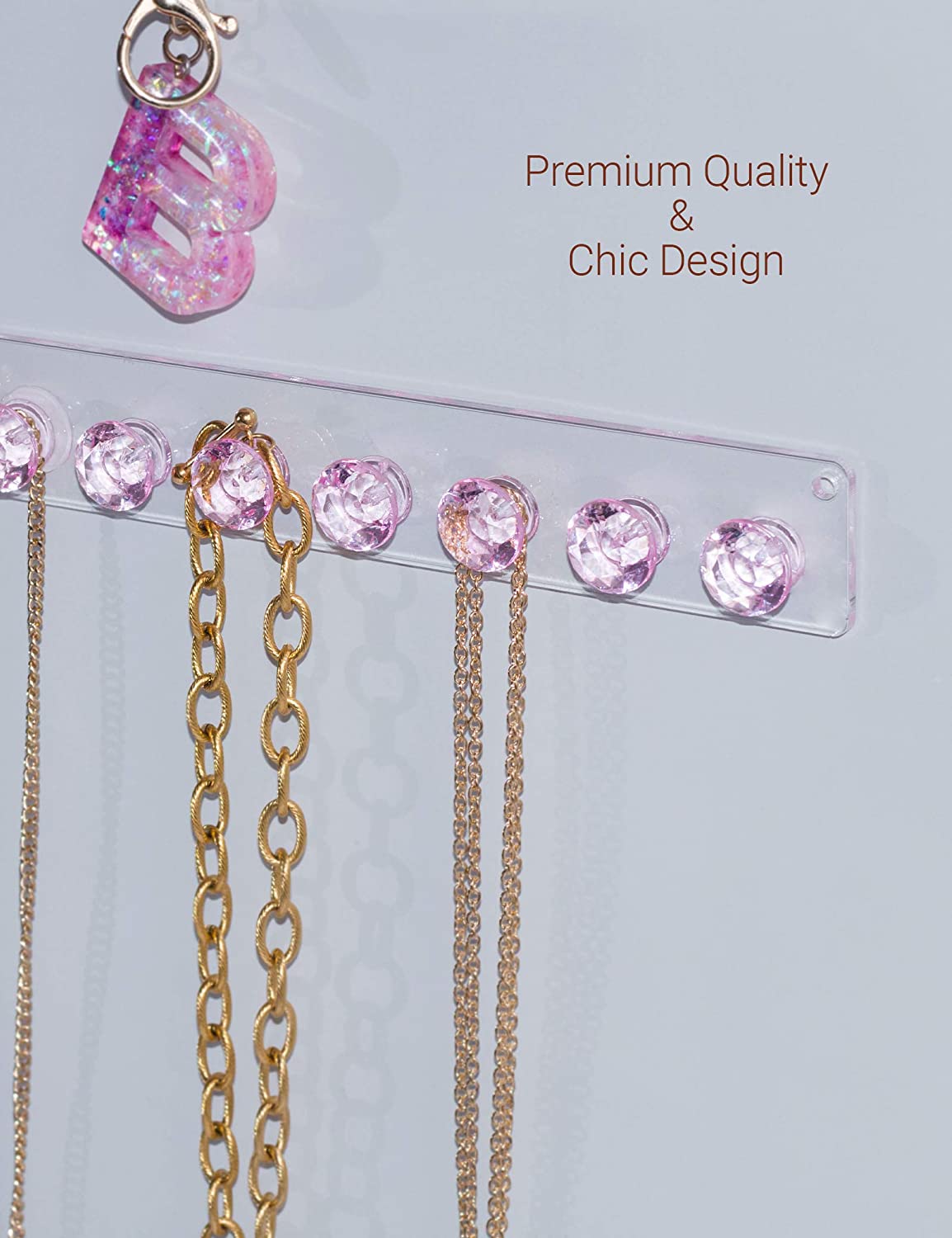 Necklace Holder Hanger Diamond Hooks (Pink)