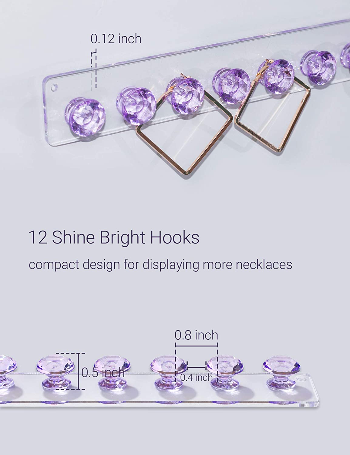 Necklace Holder Hanger Diamond Hooks (Purple)