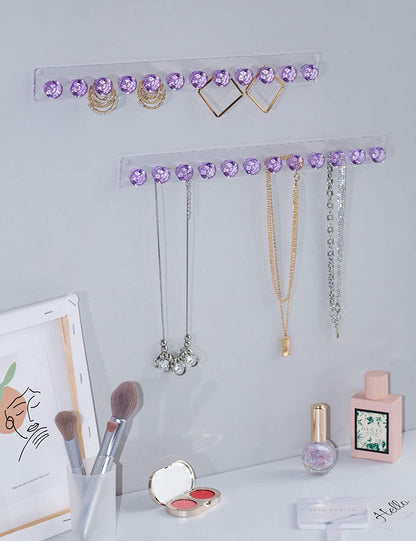 Necklace Holder Hanger Diamond Hooks (Purple)