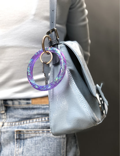 2.9'' Circle Key Ring Bracelet Holographic Purple