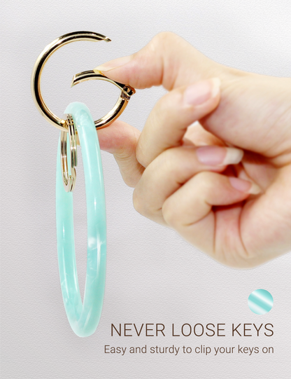 2.9" Acetate Round Key Ring Bracelet (Turquoise)