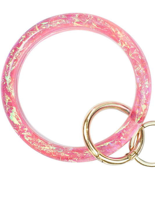 2.9'' Circle Key Ring Bracelet Holographic Pink