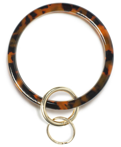 2.95" Acetate Round Key Ring Bracelet(Red Tortoise)