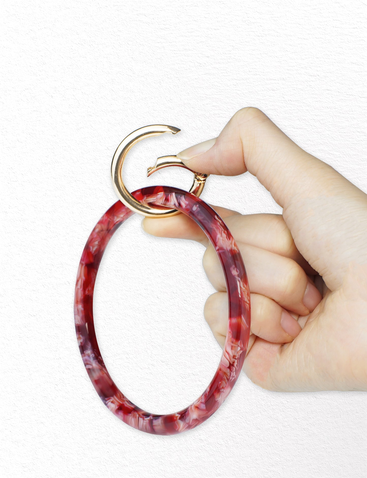 2.95" Acetate Round Key Ring Bracelet (Red)