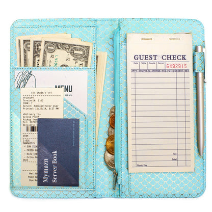 5x9'' Mermaid Blue Server Book with Zipper&Magnetic